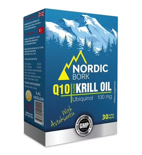 Nordic Bork Q10 Pure Krill Oil Ubiquinol 100 mg с астаксантином, 30 капсул