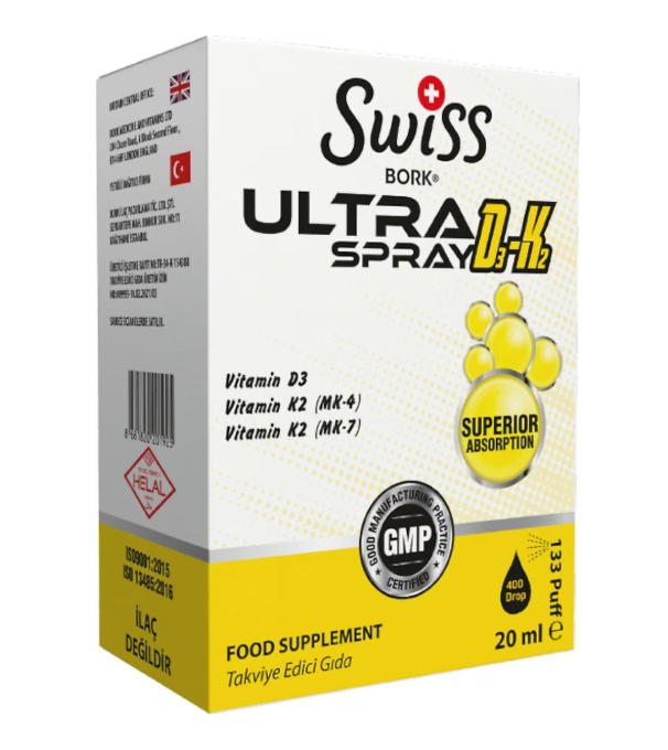 Swiss Bork Ultra Spray D3 + K2 (MK-4, MK-7), витаминный спрей, 20 мл
