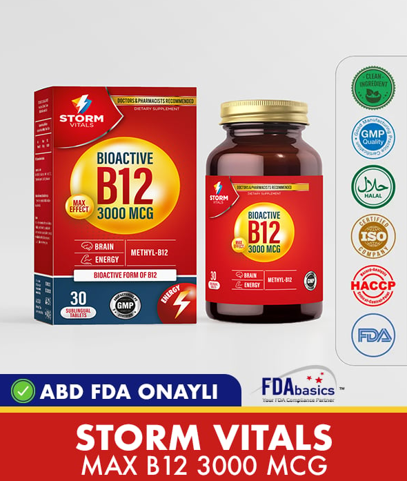 Storm Vitals Bioactive B12 3000 mcg (Methyl-B12), 30 таблеток