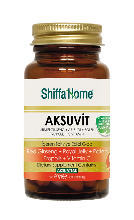 Shiffa Home Aksuvit — женьшень, маточное молочко, пыльца, прополис и витамин C, 80 таблеток