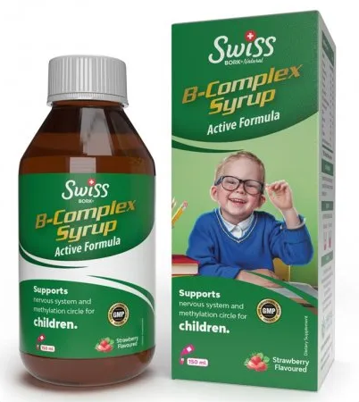 Swiss Bork B-Complex Syrup Active Formula, витамин B комплекс сироп для детей, 150 мл